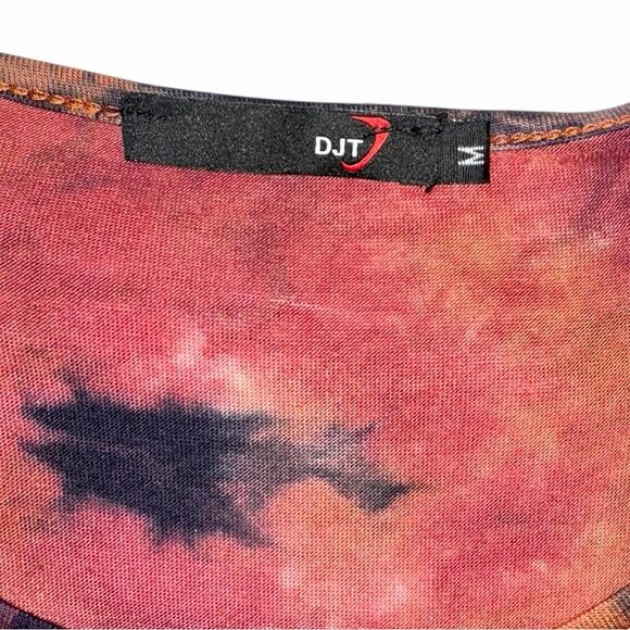 Boho DJT TIE DYE Pink/Orange HANKERCHIEF HEMLINE TUNIC Top Size Medium EUC - Picture 6 of 16